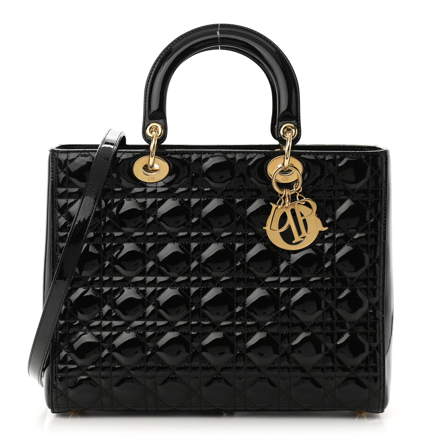 Christian Dior Patent Cannage Large Lady Dior Black 1 of 10