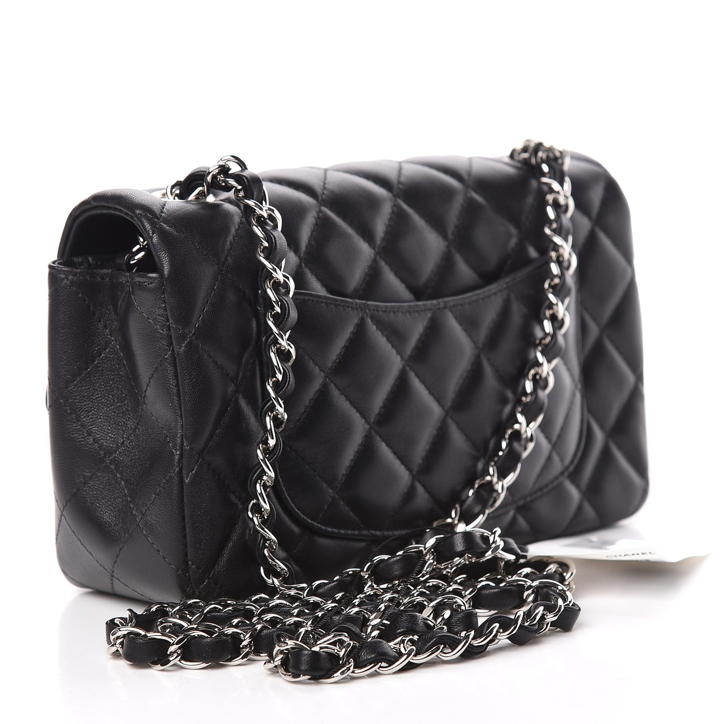 Lambskin Quilted Mini Rectangular Flap Black