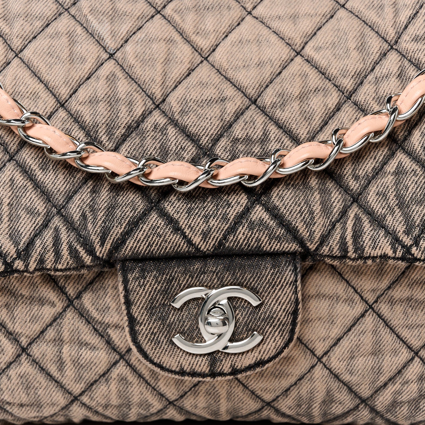 Denim Quilted Denimpression Flap Rose Clair