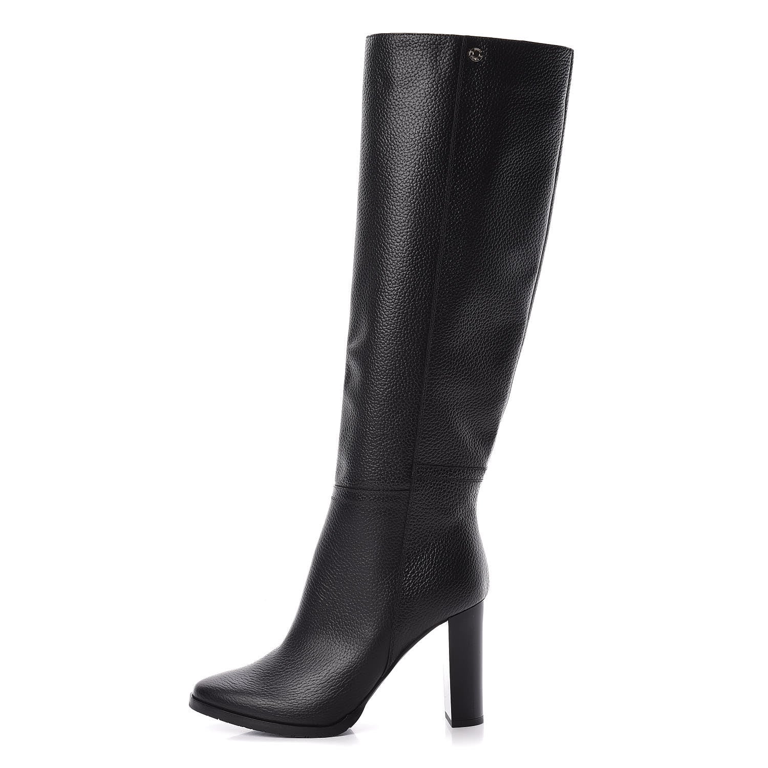 Jimmy Choo Grainy Calfskin Knee High Boots 38.5 Black 1 of 8