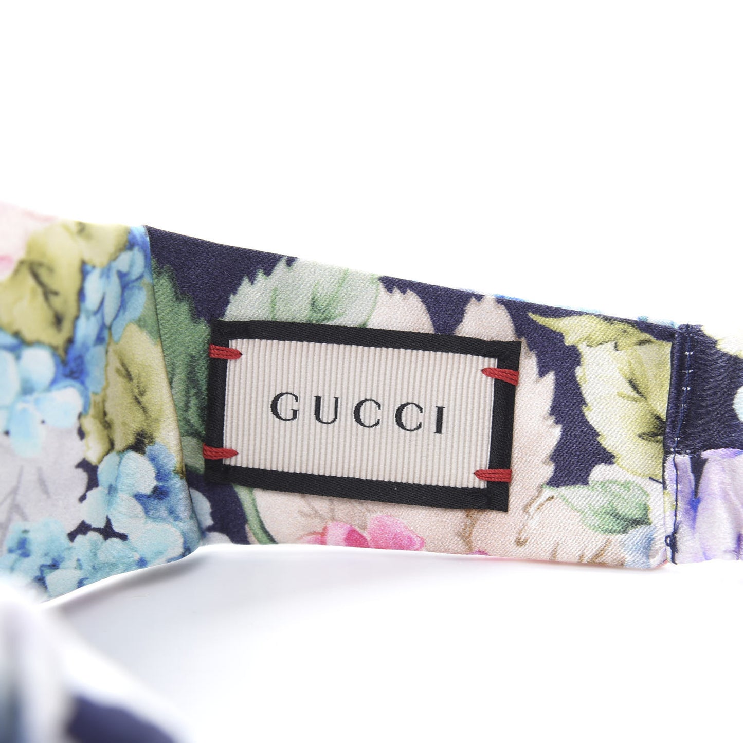 Silk Blooms Print Duchesse Headband Aqua Blue Black