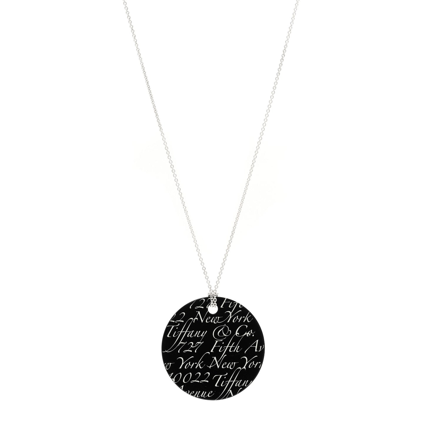 Sterling Silver Black Bone Notes Round Pendant Necklace