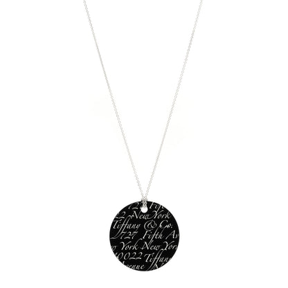 Tiffany Sterling Silver Black Bone Notes Round Pendant Necklace 1 of 5