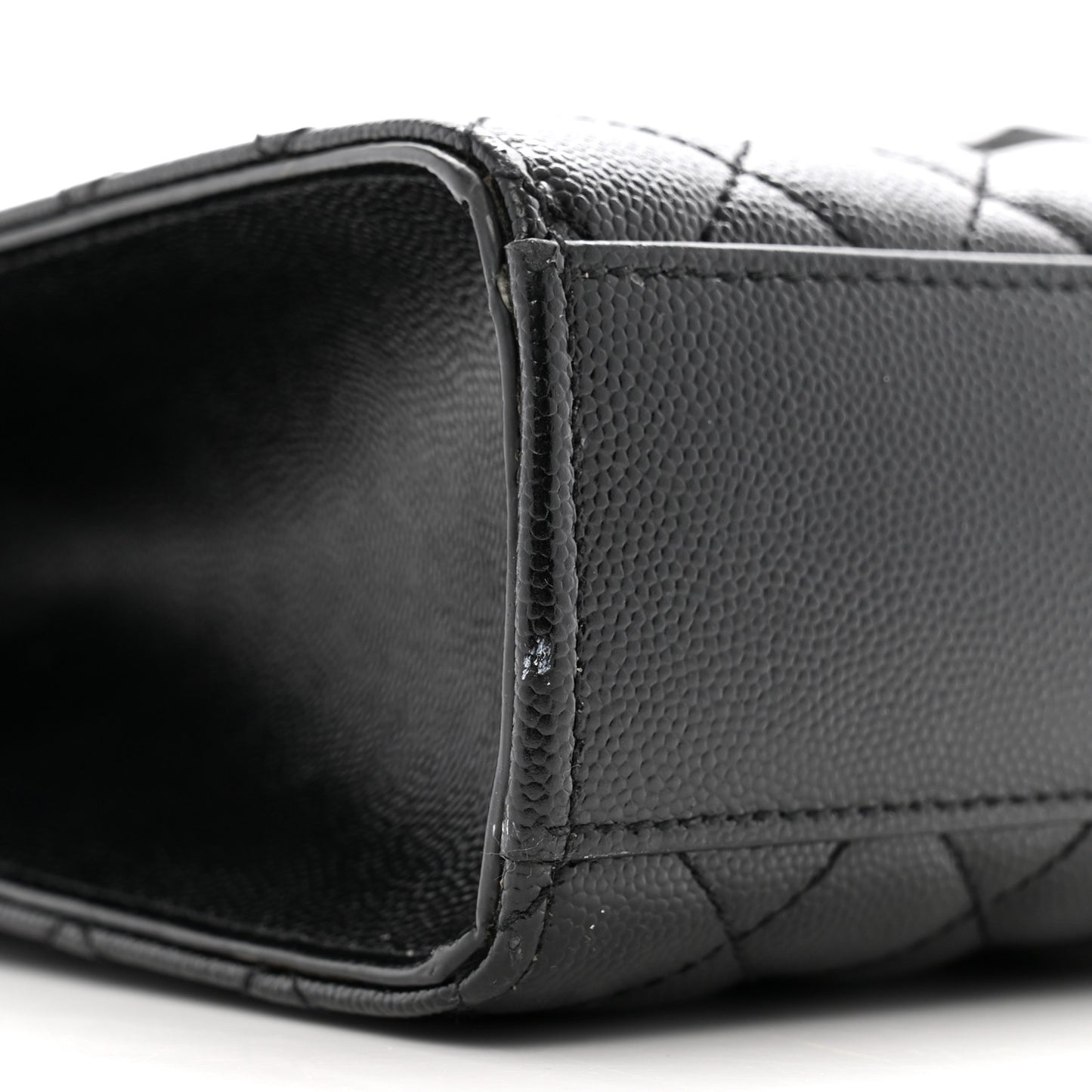 Grain De Poudre Textured Mixed Matelasse Large Triquilt Monogram Monochrome Satchel Black