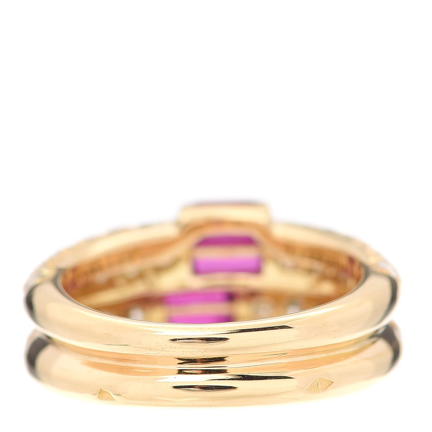 18K Yellow Gold Diamond Ruby Double Row Ring 51 5.75