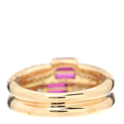 Van Cleef & Arpels 18K Yellow Gold Diamond Ruby Double Row Ring 51 5.75 4 of 6