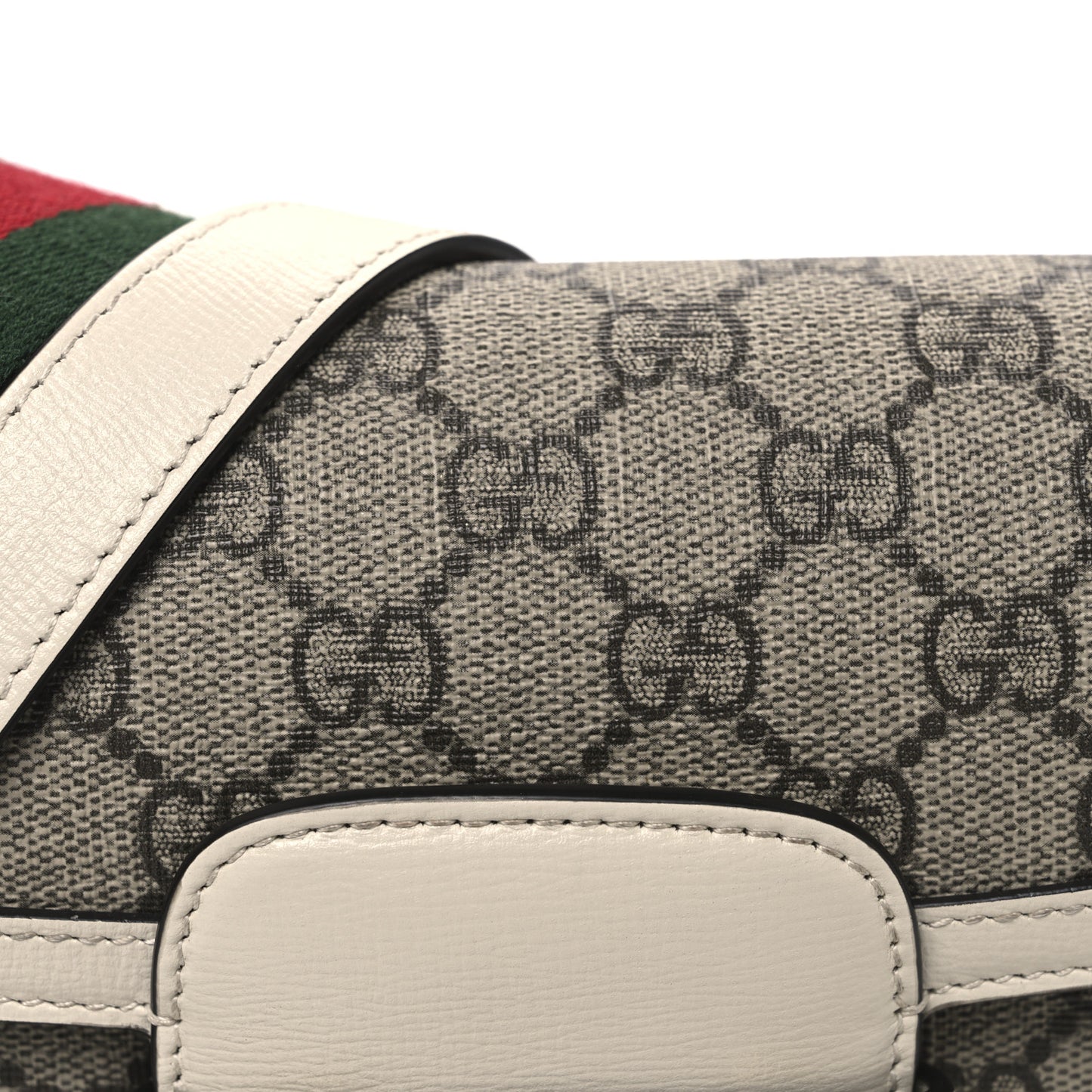 GG Supreme Monogram Web Mini Horsebit 1955 Shoulder Bag Beige Mystic White