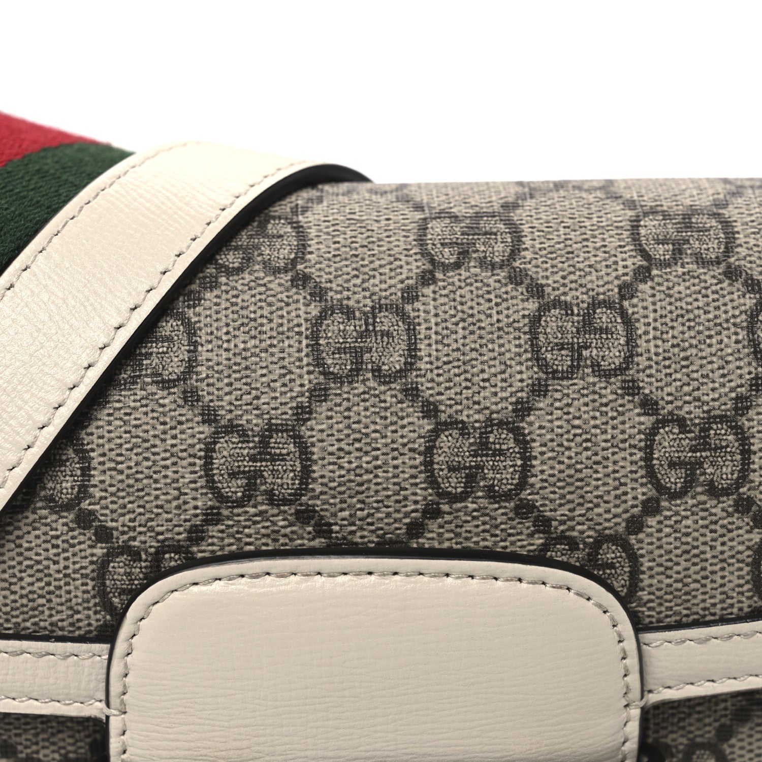 Gucci GG Supreme Monogram Web Mini Horsebit 1955 Shoulder Bag Beige Mystic White 8 of 11