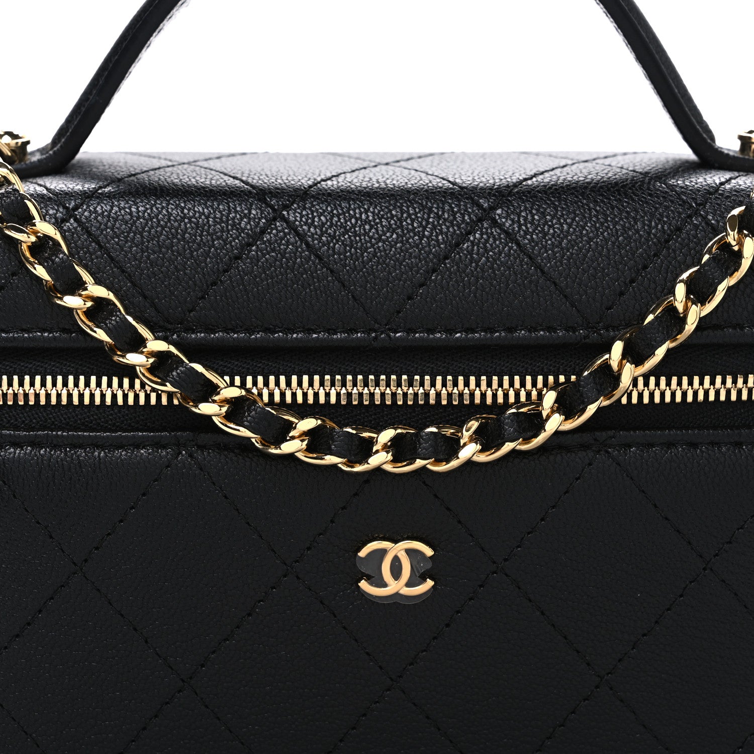 Chanel Goatskin Stitched Top Handle Slim Vanity With Chain Black 8 of 11