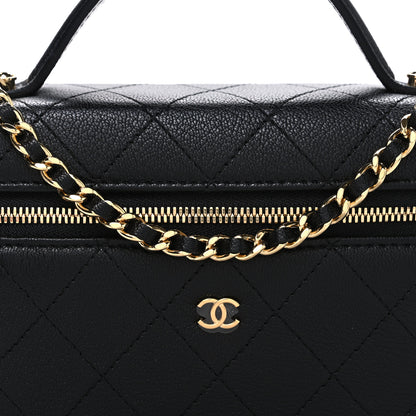 Chanel Goatskin Stitched Top Handle Slim Vanity With Chain Black 8 of 11