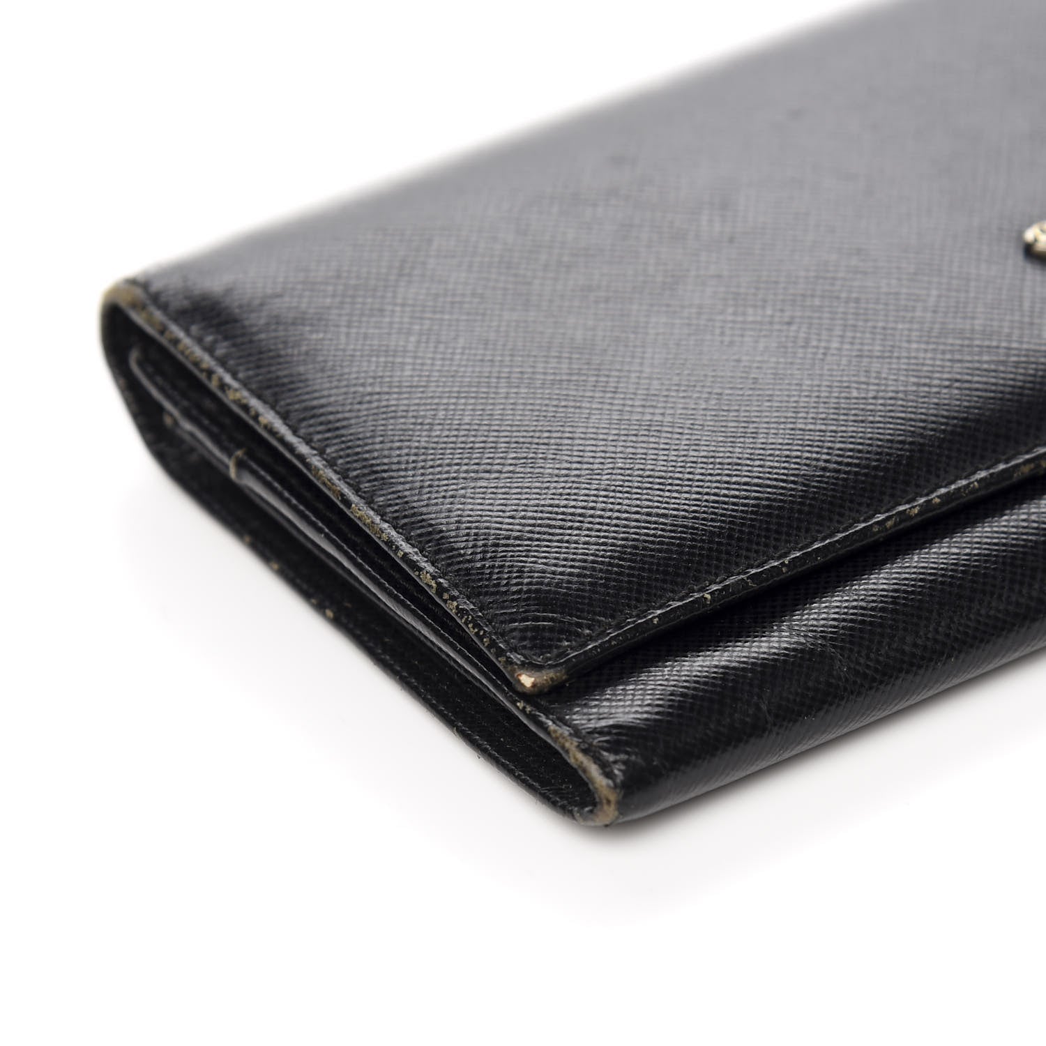 Prada Saffiano Continental Flap Wallet Black 7 of 10