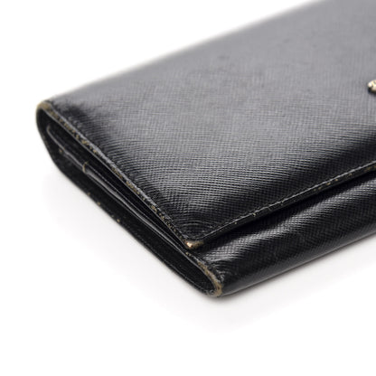 Prada Saffiano Continental Flap Wallet Black 7 of 10
