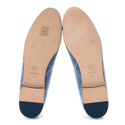 Chanel Denim Printed Cap Toe Ballerina Flats 41 Blue 6 of 10