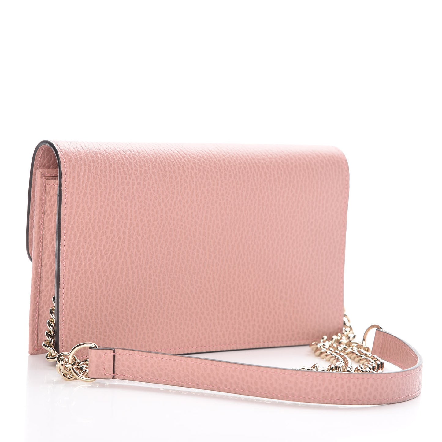 Dollar Calfskin Interlocking G Chain Wallet Soft Pink