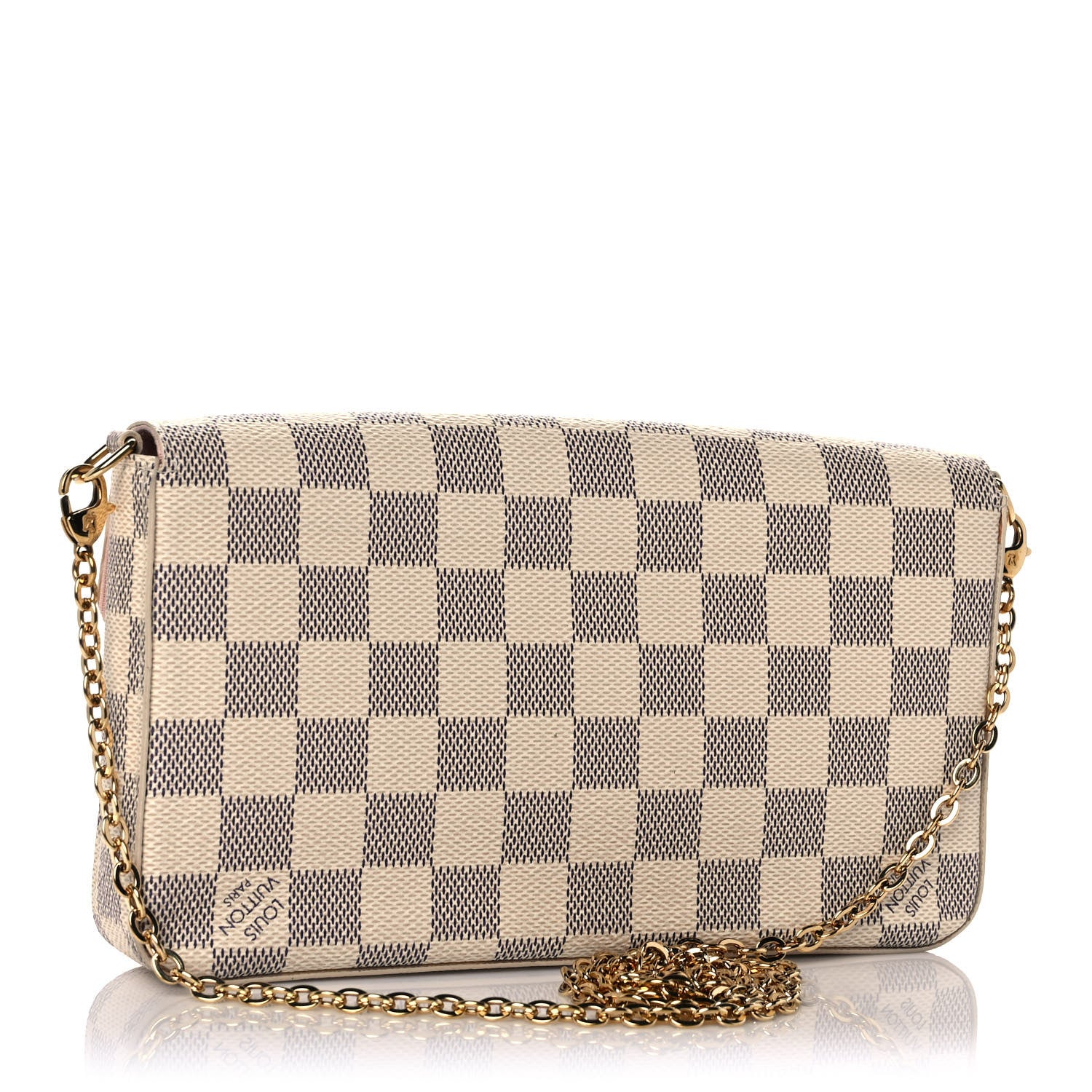 Louis Vuitton Damier Azur Pochette Felicie Chain Wallet Rose Ballerine 3 of 10