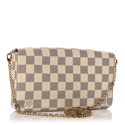 Louis Vuitton Damier Azur Pochette Felicie Chain Wallet Rose Ballerine 3 of 10