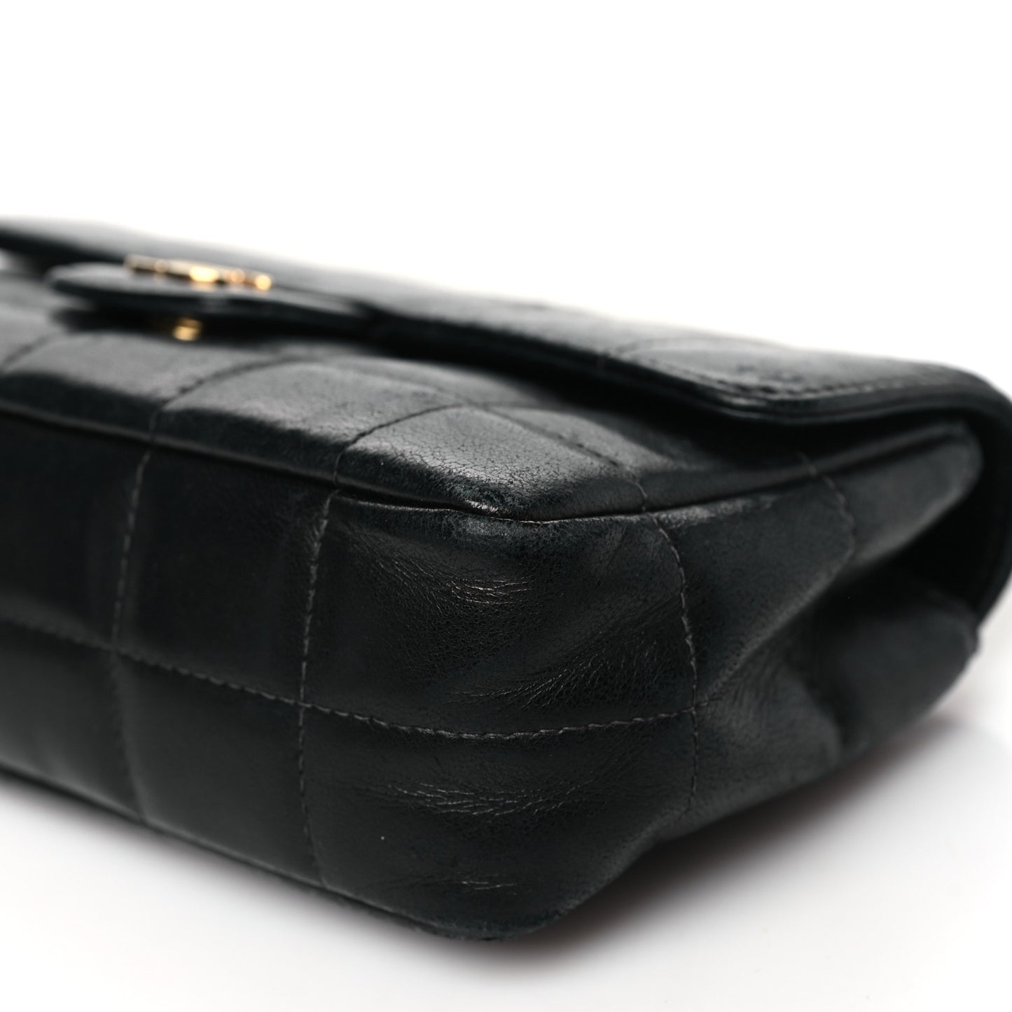 Lambskin Quilted Mini Chocolate Bar Flap Black