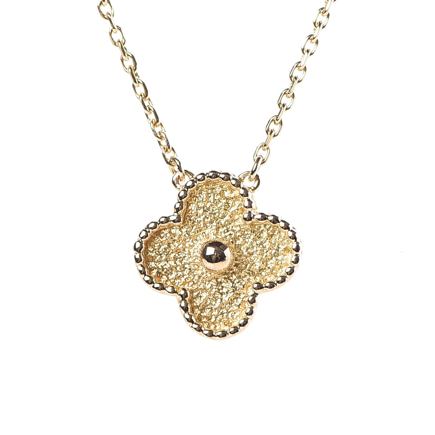 Van Cleef & Arpels 18K Yellow Gold Vintage Alhambra Pendant Necklace 4 of 6