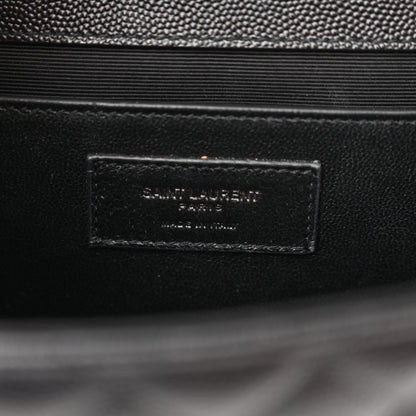 Saint Laurent Grain De Poudre Textured Mixed Matelasse Triquilt Medium Monogram Monochrome Satchel Black 6 of 9