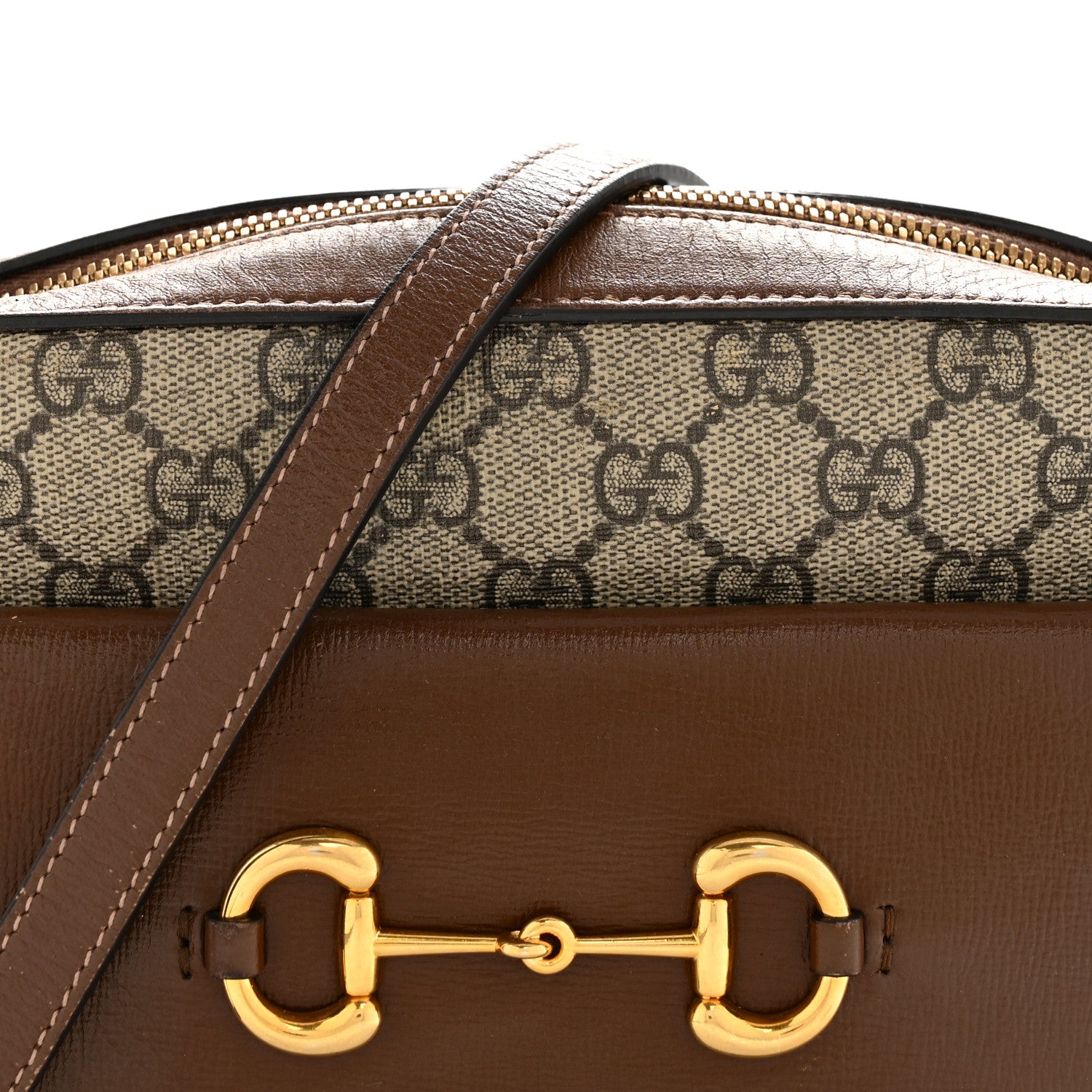 Gucci GG Supreme Monogram Small Horsebit 1955 Shoulder Bag Beige Brown Sugar 8 of 14