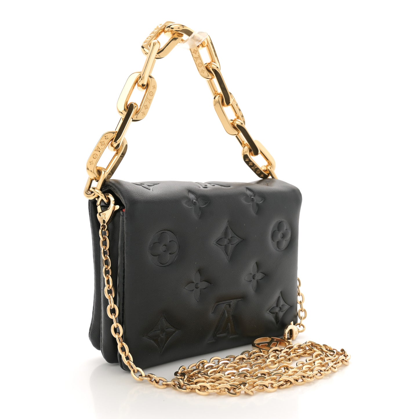 Lambskin Embossed Monogram Coussin Belt Bag Black