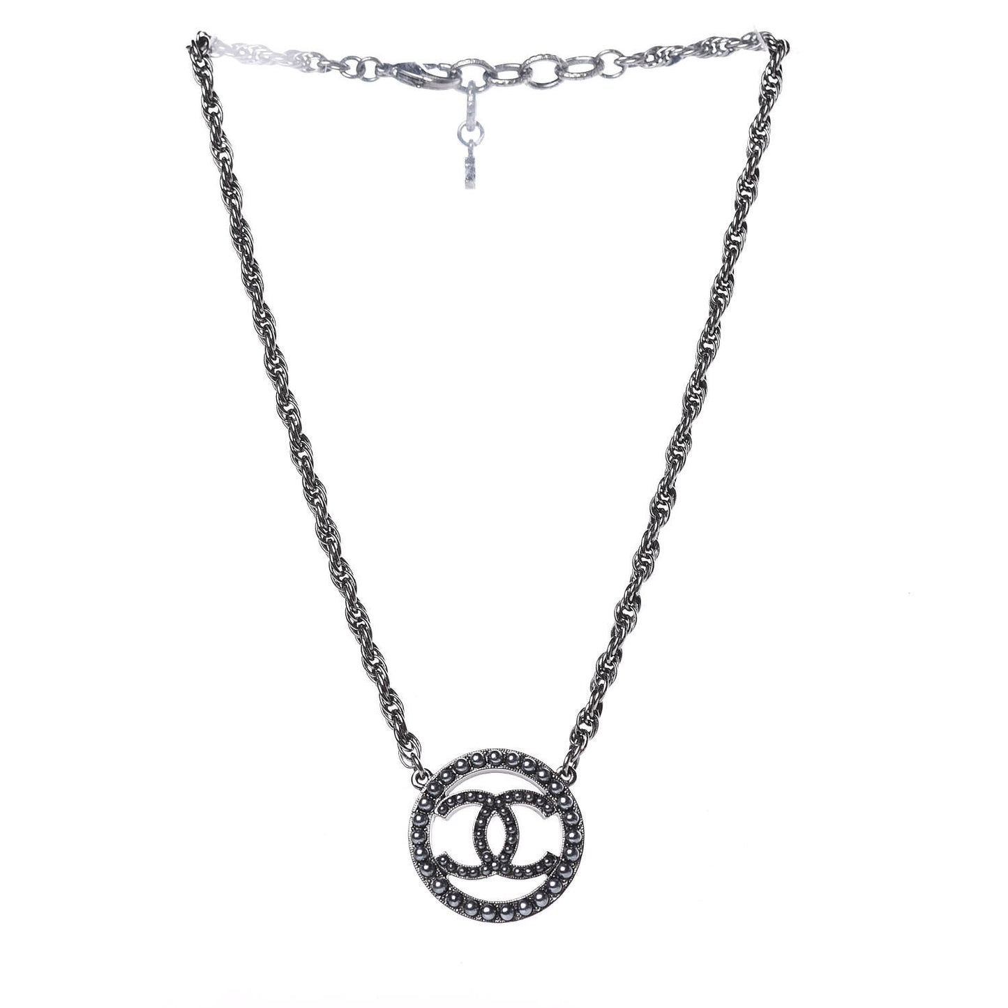 Ruthenium Pearl CC Short Necklace Dark Grey
