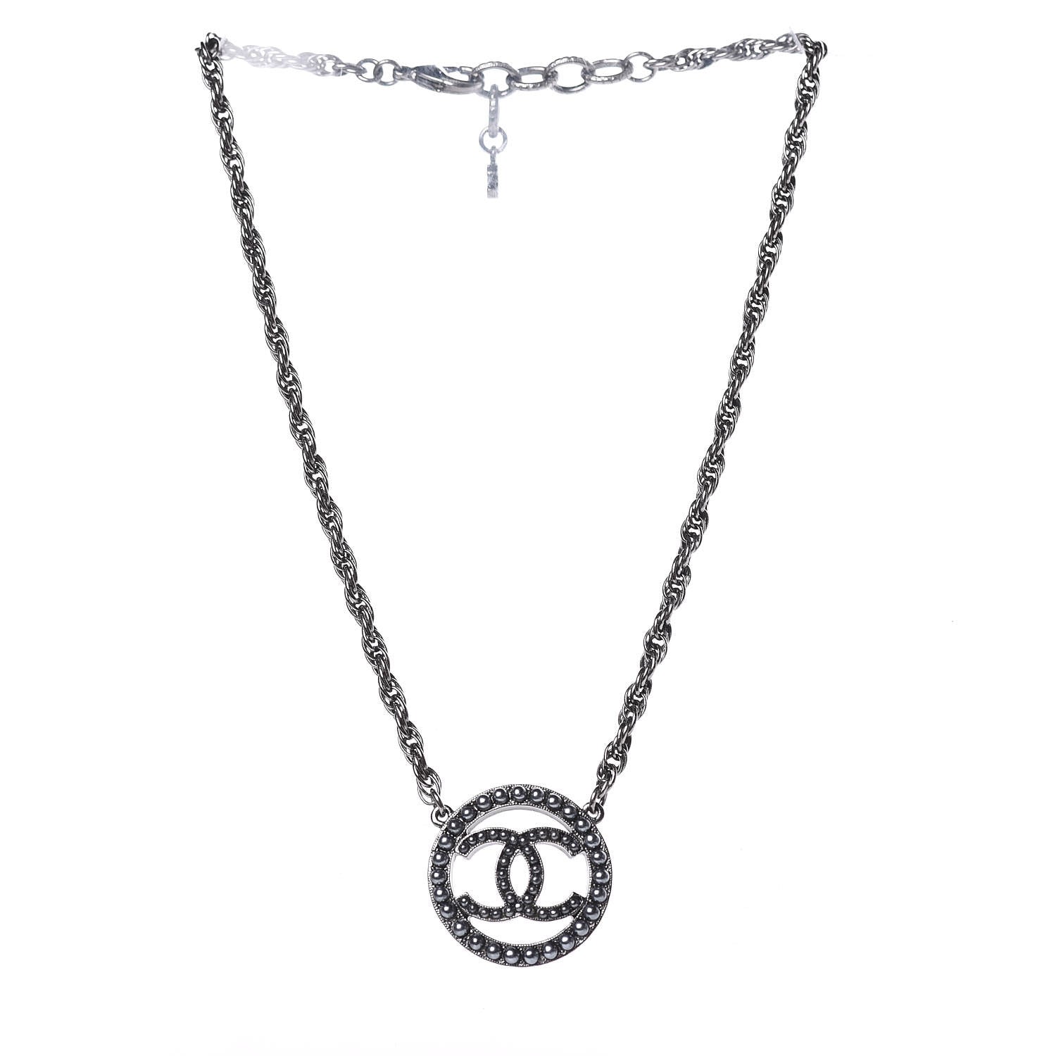 Chanel Ruthenium Pearl CC Short Necklace Dark Grey 3 of 6