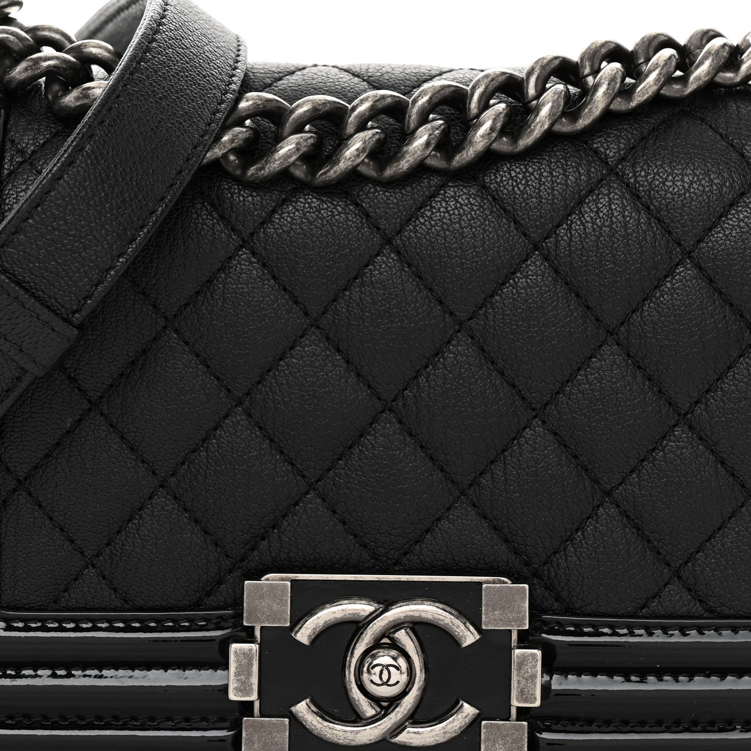 Chanel Goatskin Quilted Patent Small Duo Boy Flap Black 8 of 10
