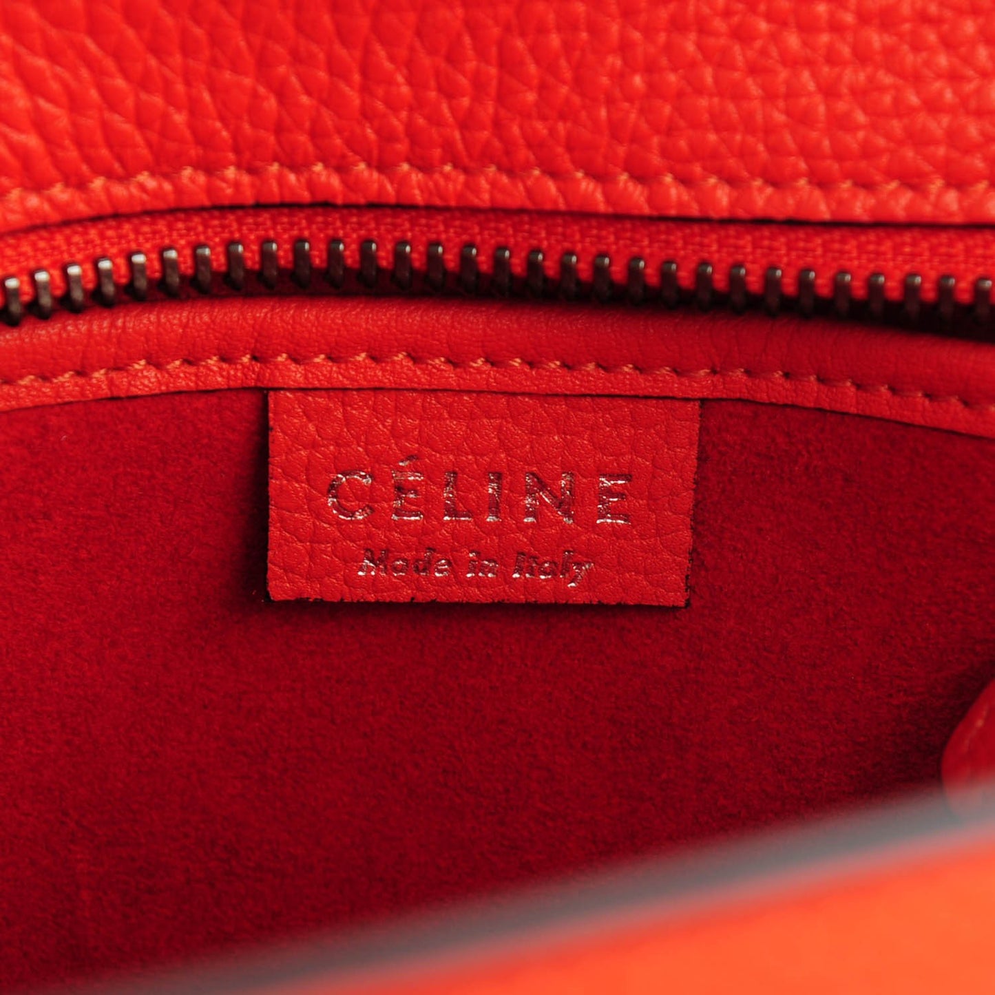 Drummed Calfskin Nano Luggage Vermillion