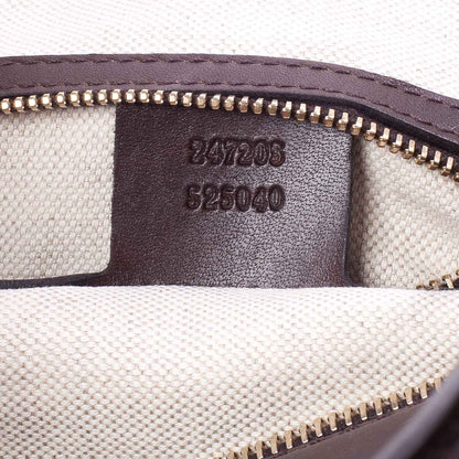 Gucci Monogram Selleria Calfskin Vintage Web Medium Boston Beige Ebony Cocoa 8 of 9