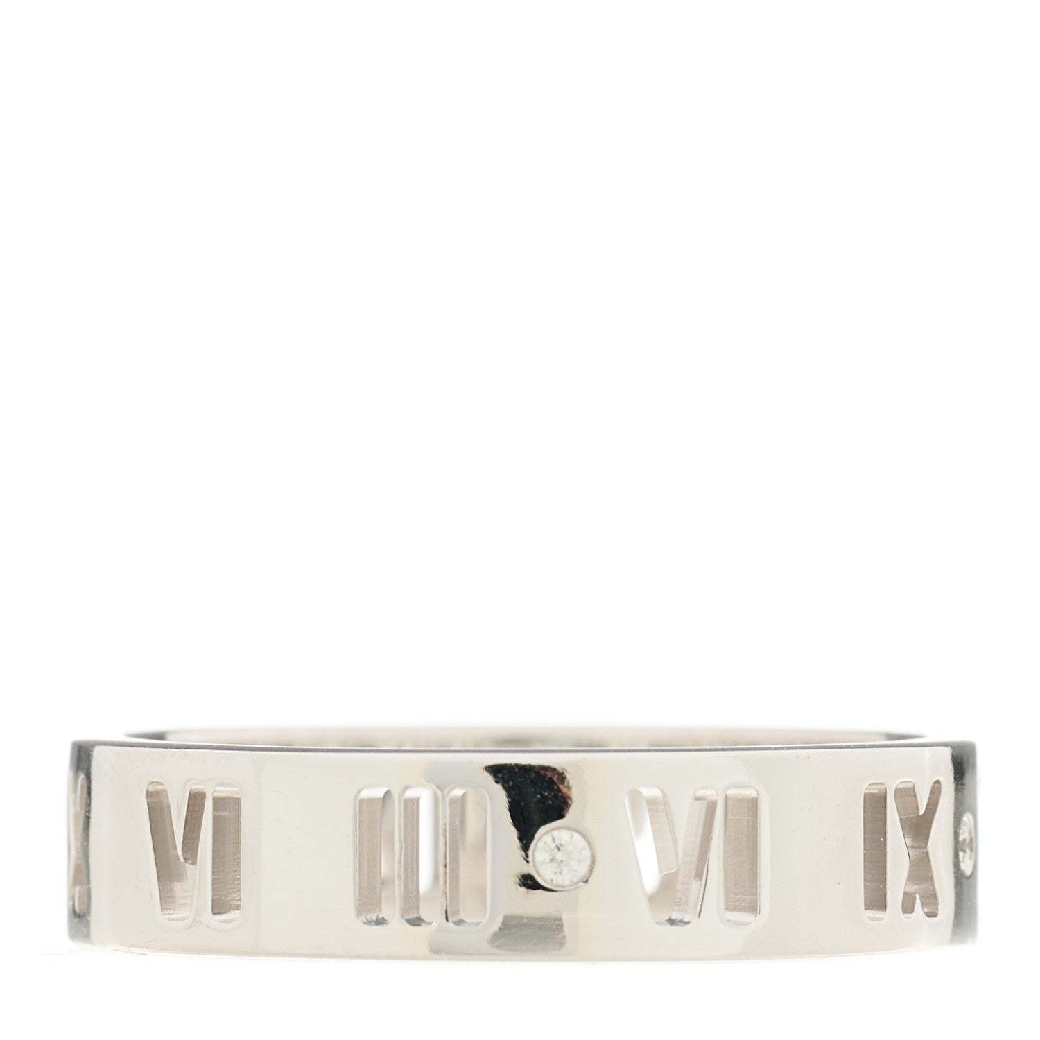 Tiffany 18K White Gold Diamond Atlas Pierced Ring 60 9 3 of 5