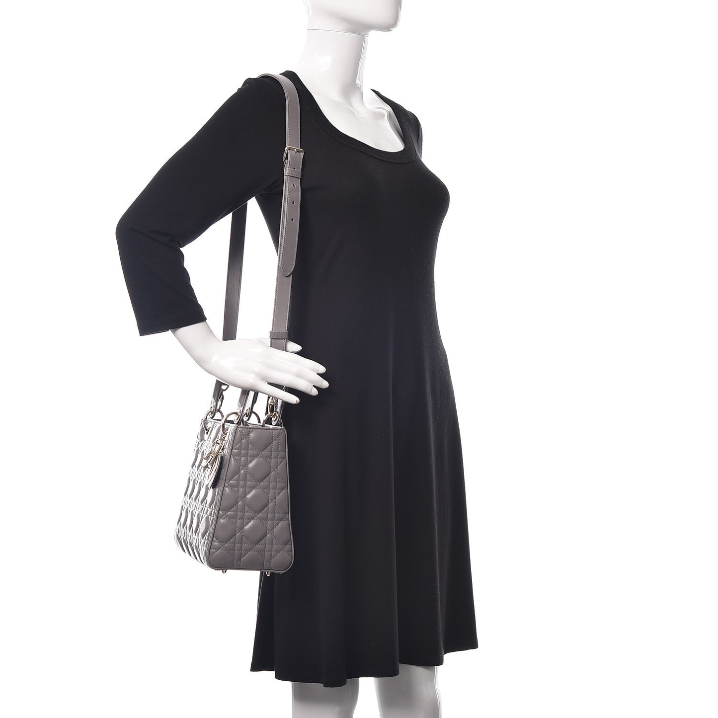 Lambskin Cannage Medium Lady Dior Grey