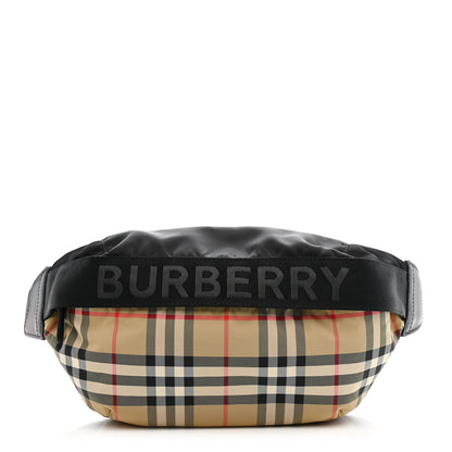 Burberry Nylon Vintage Check Sonny Bum Bag Archive Beige Black 1 of 10