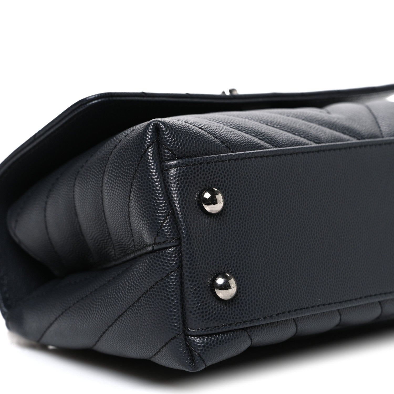 Chanel Caviar Chevron Quilted Mini Coco Handle Flap Dark Grey 9 of 10