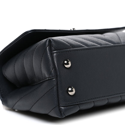 Chanel Caviar Chevron Quilted Mini Coco Handle Flap Dark Grey 9 of 10