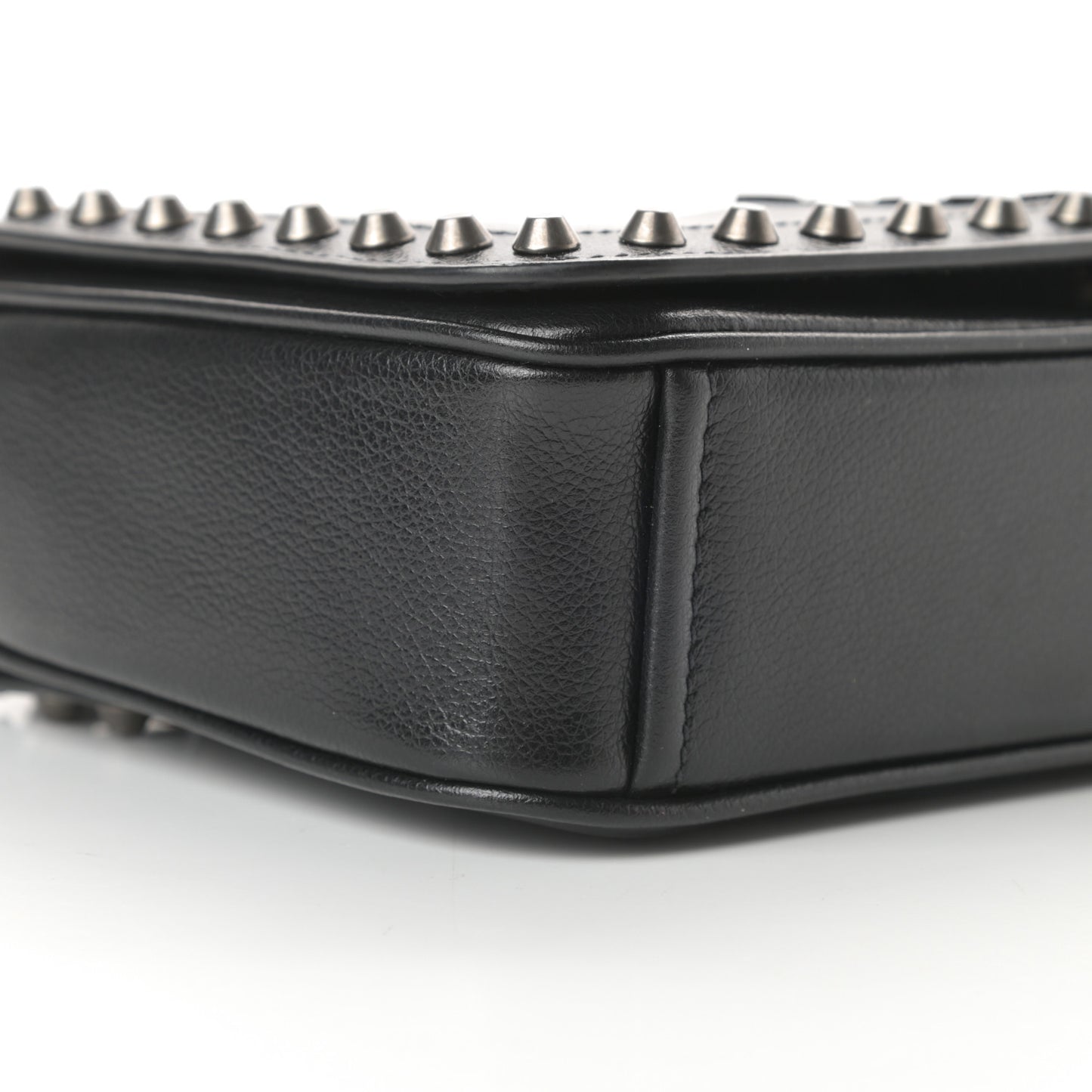 Glace Calfskin Studded Crossbody Black