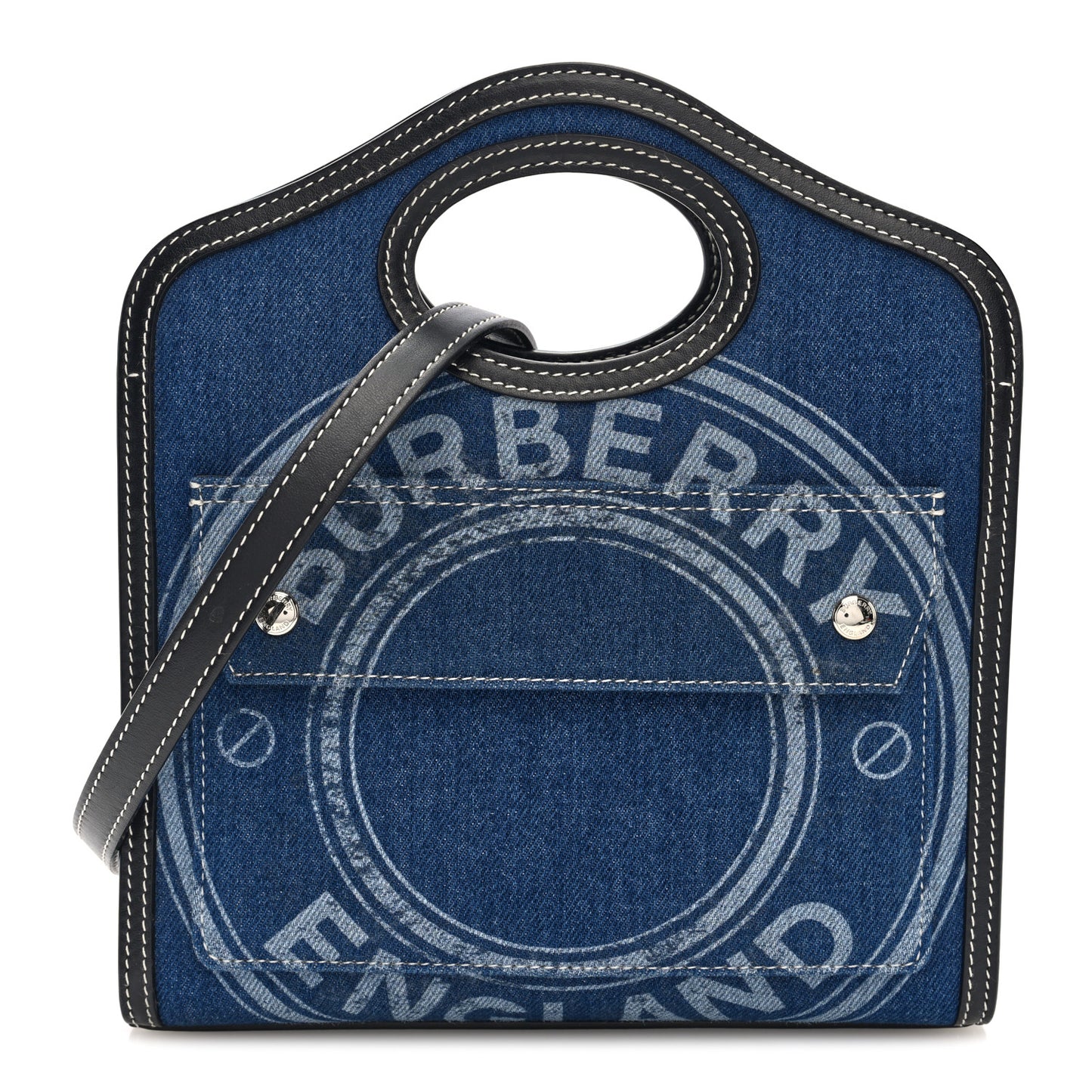 Denim Smooth Calfskin Mini Pocket Bag Blue