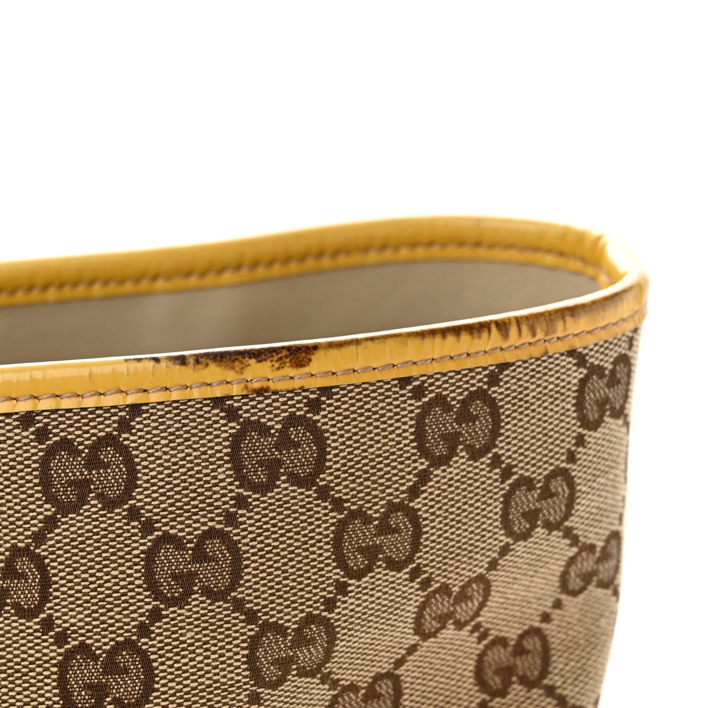 GG Monogram Patent Oliver Pug Tote Yellow Beige