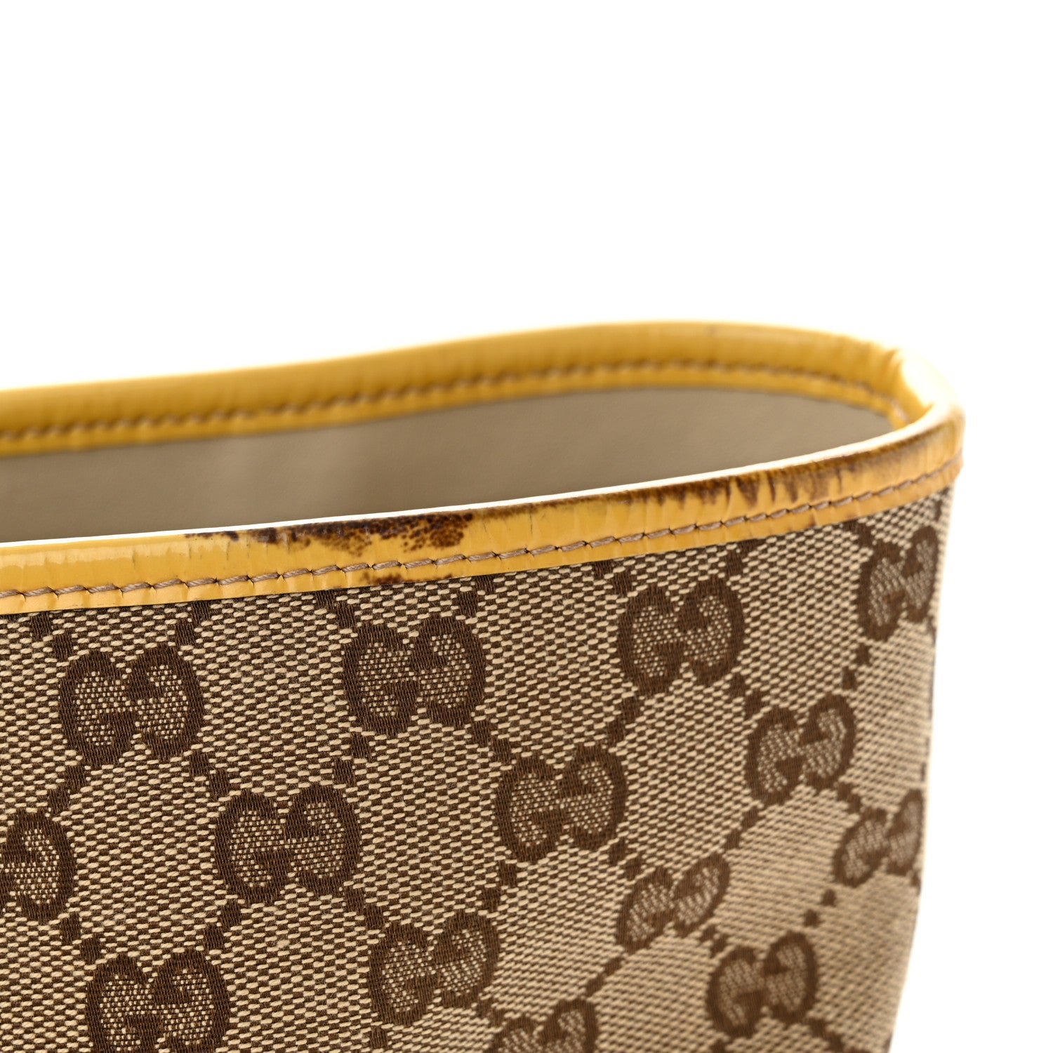 Gucci GG Monogram Patent Oliver Pug Tote Yellow Beige 14 of 21