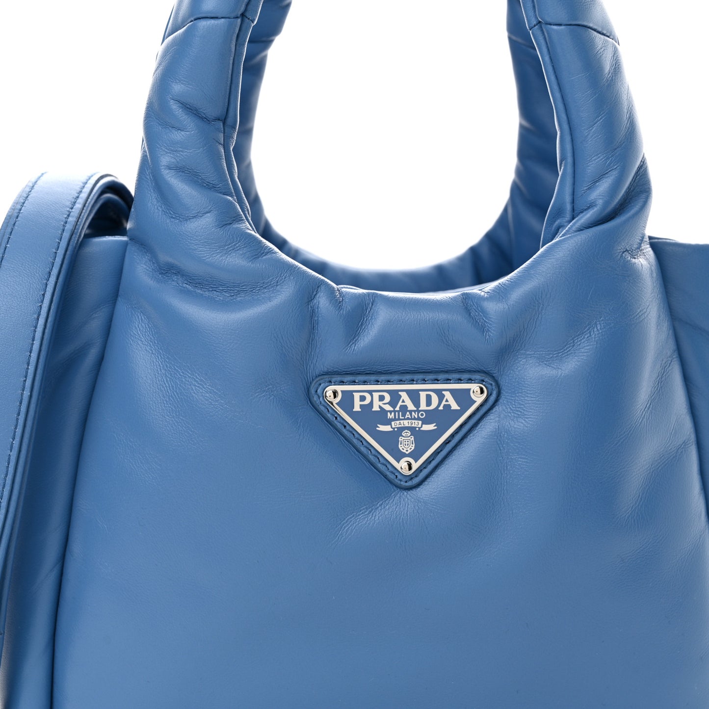 Nappa Soft Padded Small Double Handled Shoulder Bag Celeste