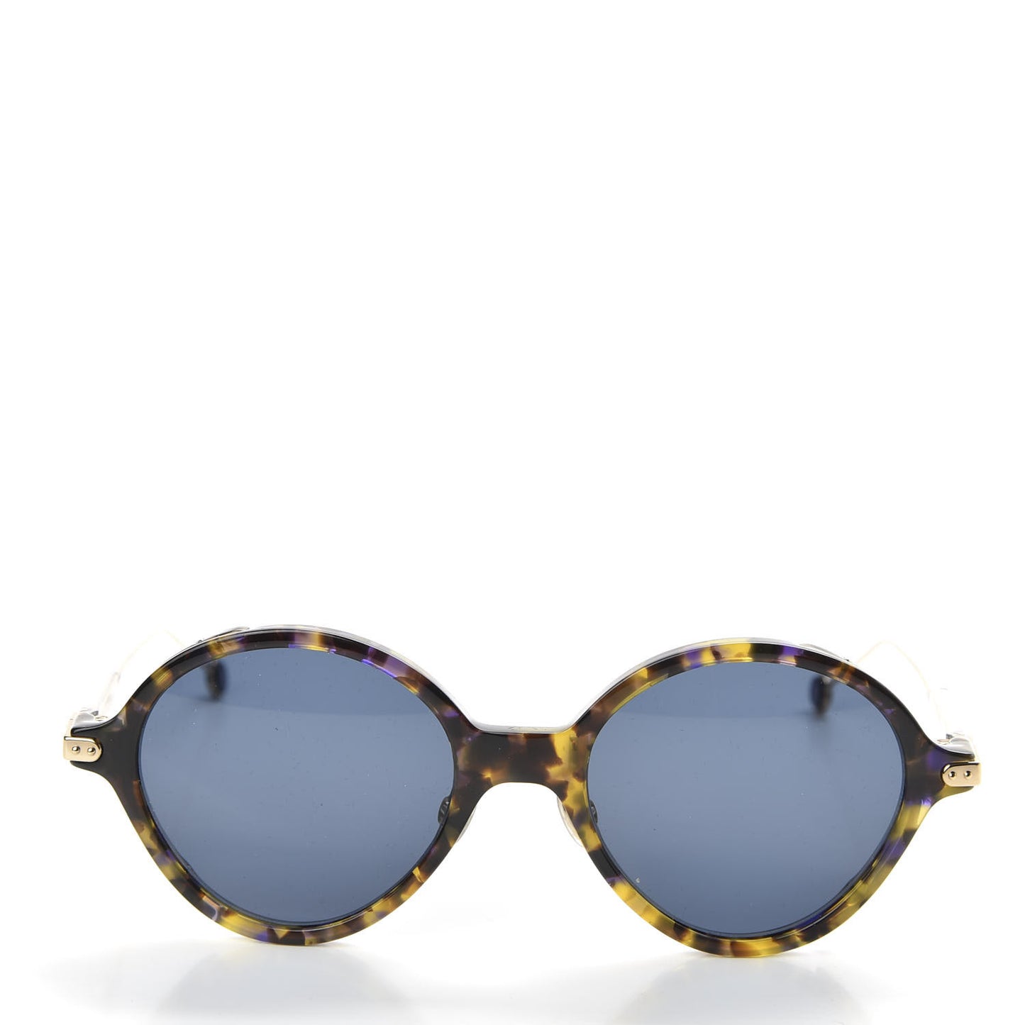 Acetate Leaf Print Umbrage Round Sunglasses Blue Foliage