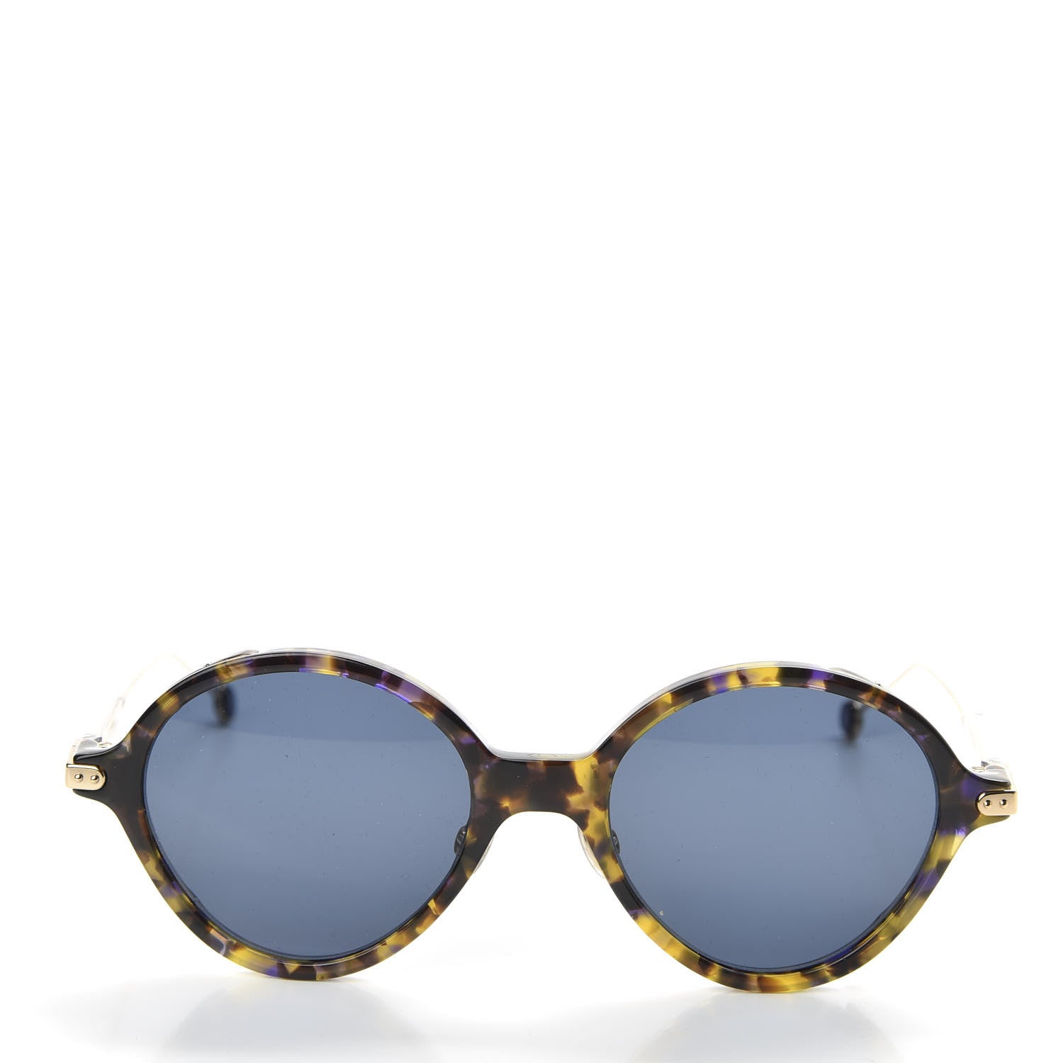 Christian Dior Acetate Leaf Print Umbrage Round Sunglasses Blue Foliage 2 of 7