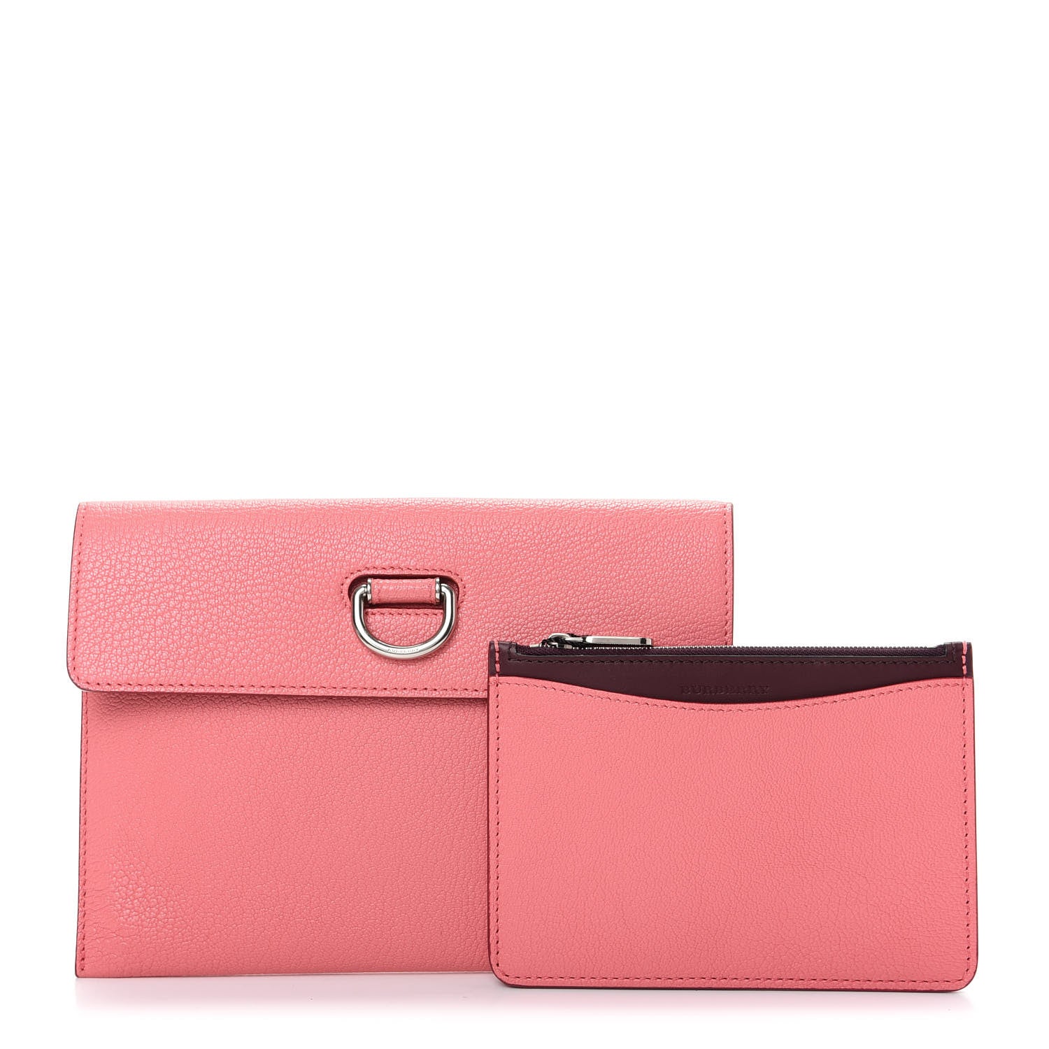 Burberry Goatskin Pendleton D-Ring Clutch Bright Coral Pink 3 of 7