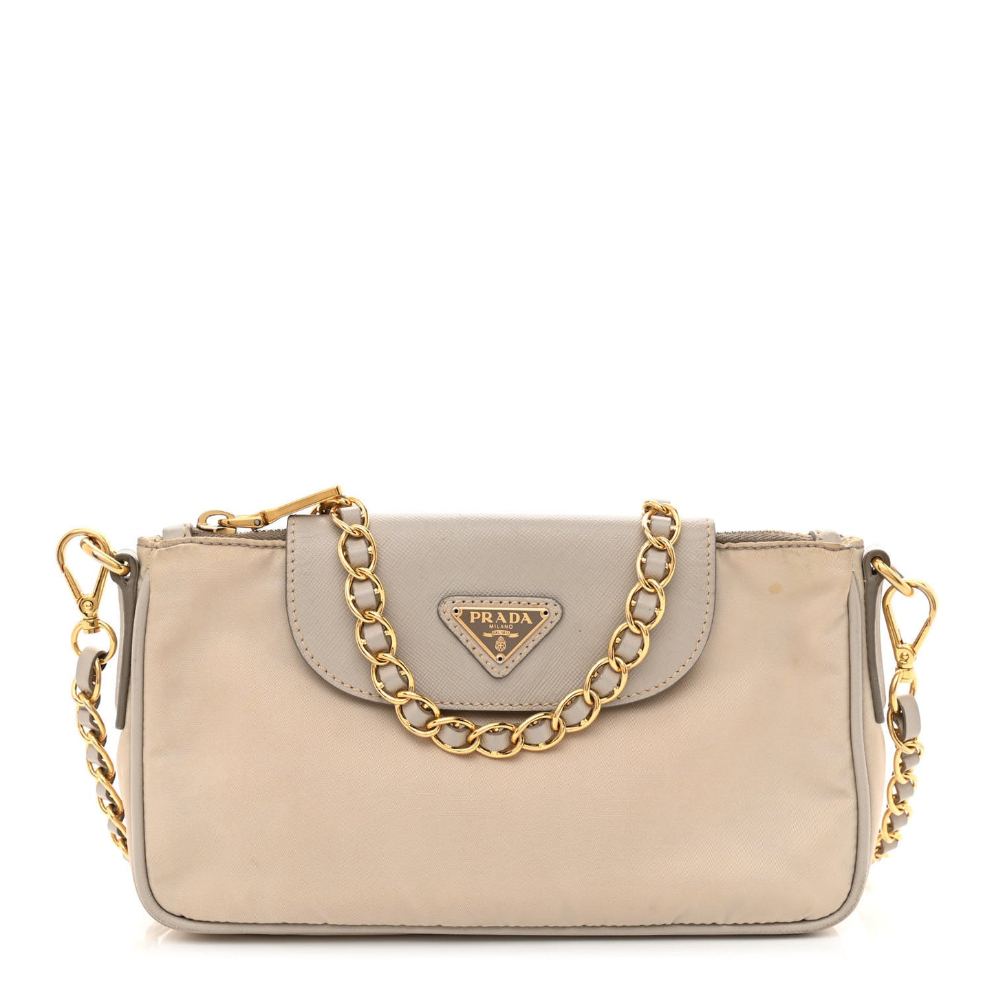 Tessuto Nylon Saffiano Crossbody Bag Talco