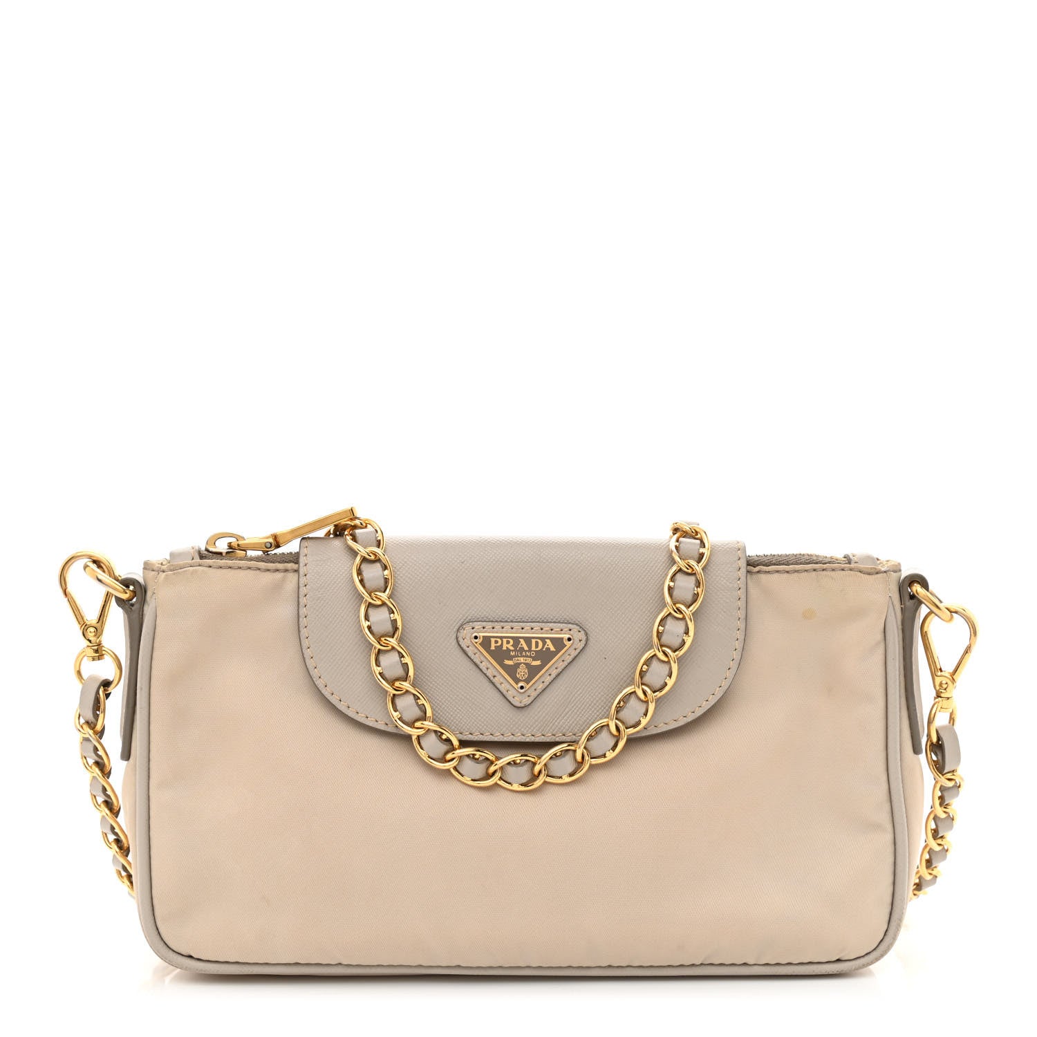 Prada Tessuto Nylon Saffiano Crossbody Bag Talco 1 of 15