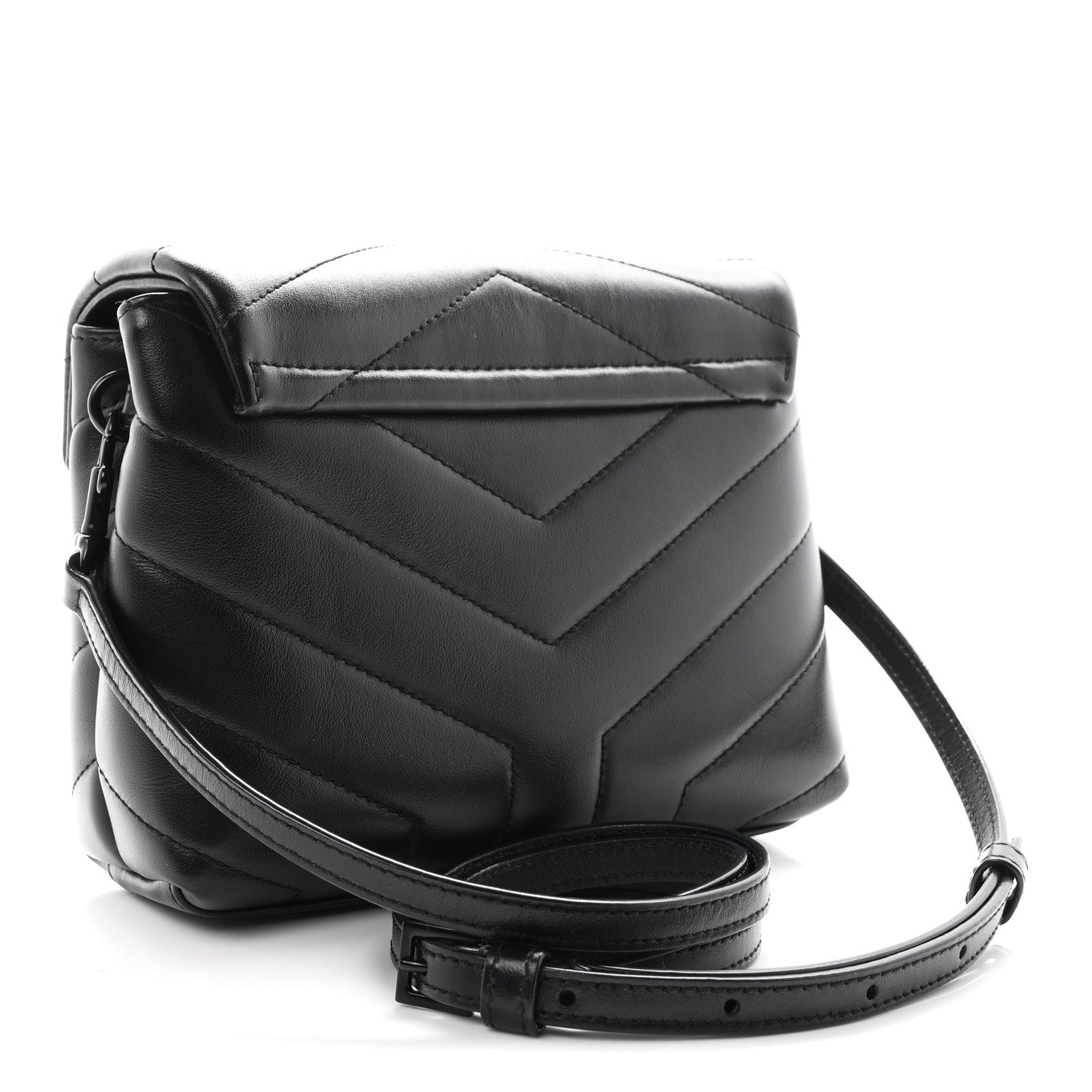 Saint Laurent Calfskin Y Quilted Monogram Monochrome Toy Loulou Crossbody Bag Black 2 of 9