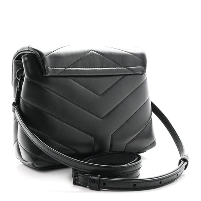 Saint Laurent Calfskin Y Quilted Monogram Monochrome Toy Loulou Crossbody Bag Black 2 of 9