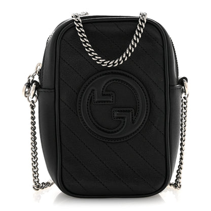 Gucci Sakai Be Green Calfskin Diagonal Stitched Mini Blondie Vertical Shoulder Bag Black 1 of 13