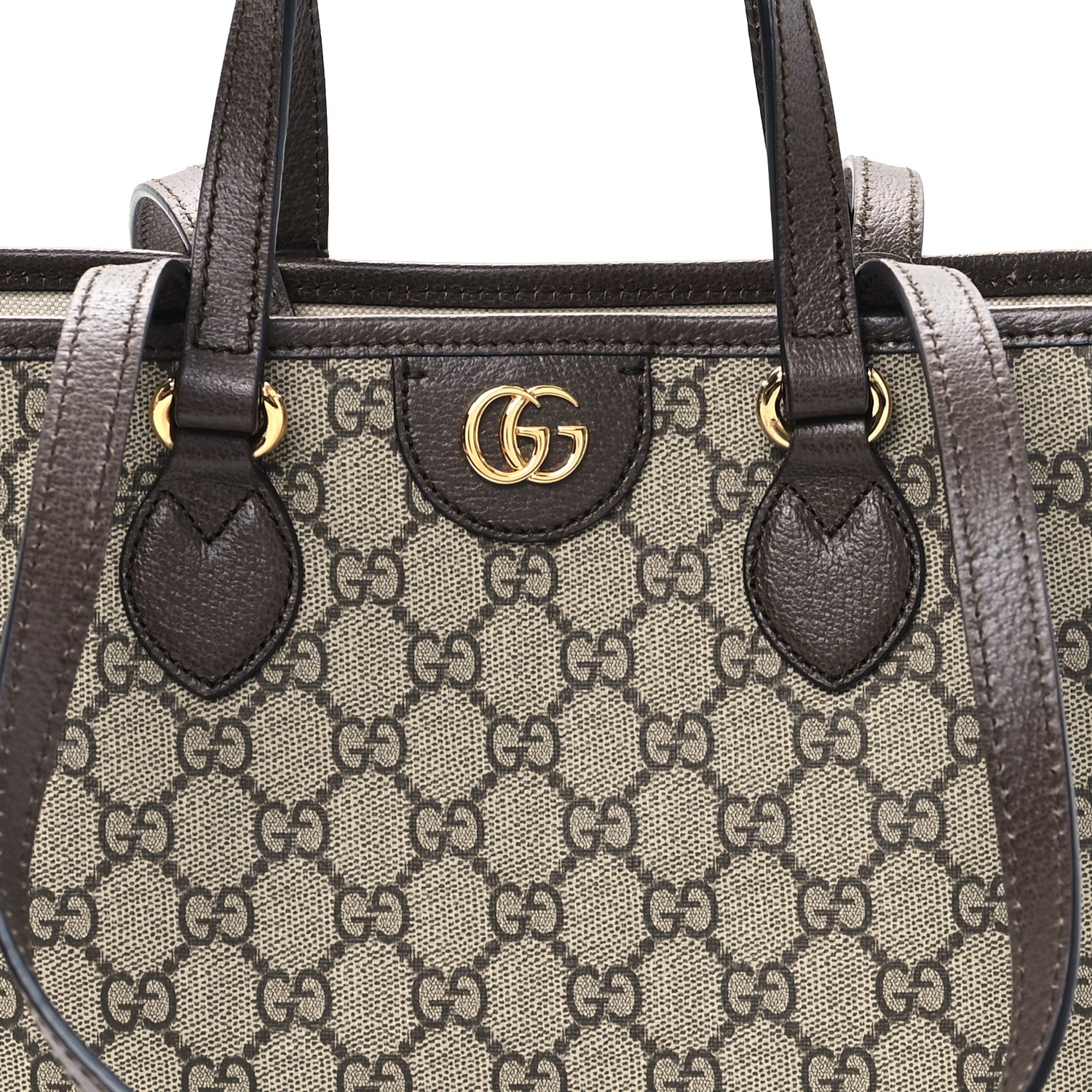 Gucci GG Supreme Monogram Textured Calfskin Small Ophidia Shoulder Tote Bag Beige Ebony New Acero 8 of 10
