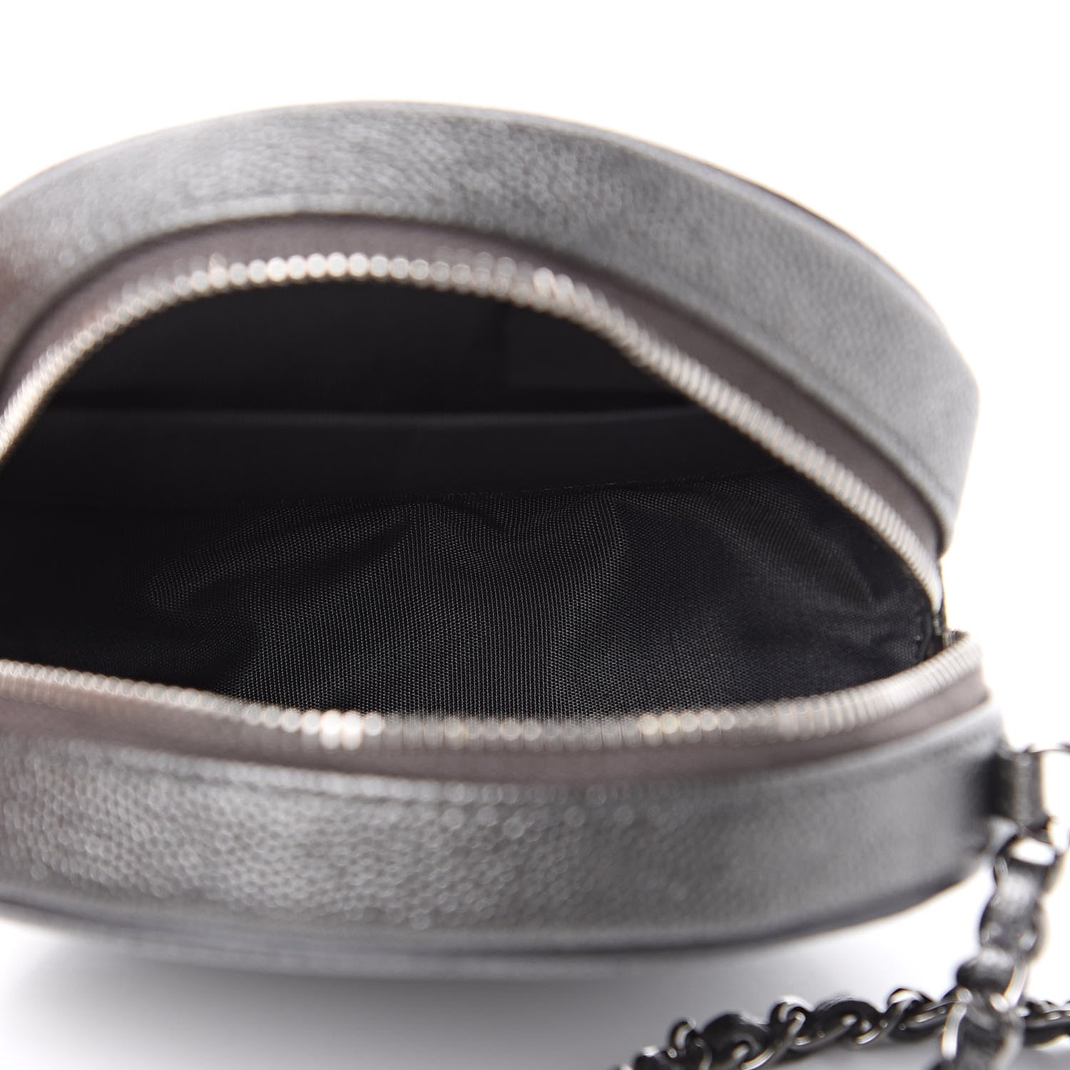 Chanel Metallic Caviar Quilted Round Filigree Crossbody Dark Silver 5 of 10